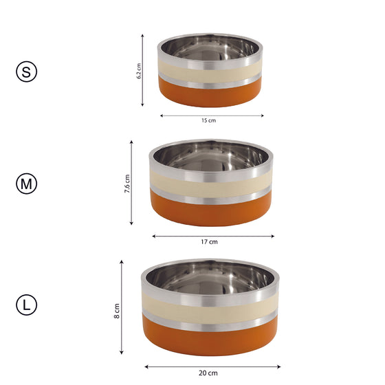 Happy Lots- Double Wall Bowl With Anti Skid Base - Orange