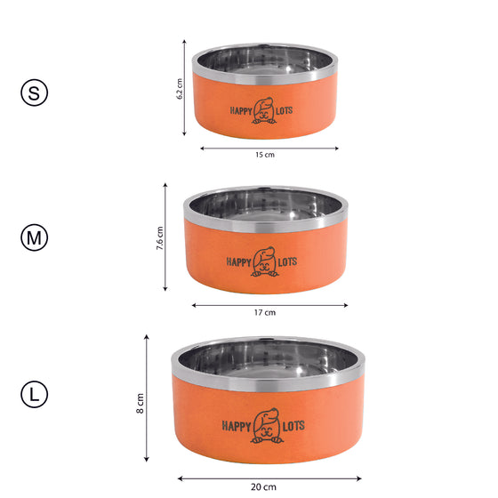 Happy Lots- Double Wall Bowl With Anti Skid Base - Orange