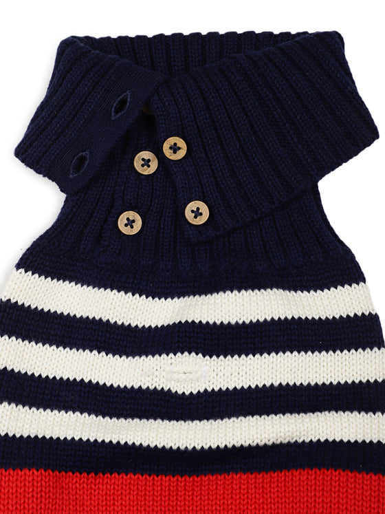 Polo Neck Bone Jacquard Sweater