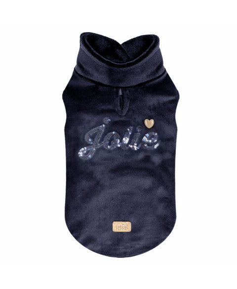 FLAVIE VELVET T-SWEATER VELOURS "JOLIE" NAVY BLUE