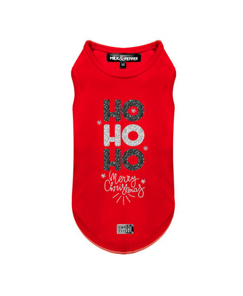 SVEN VELVET T-SWEATER "HO HO HO" RED